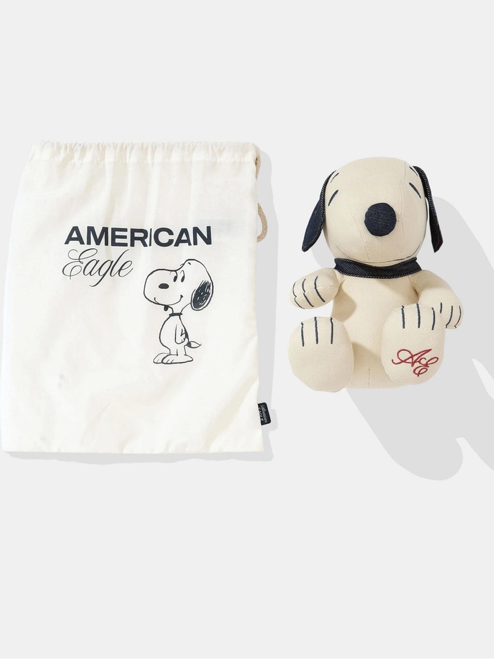 American Eagle x Peanuts 2024 Collectable Denim Stuffed Snoopy With Bag. NWT! - Picture 16 of 16